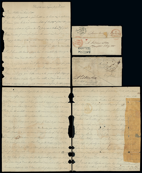 Pre-stamp cover of India — 1835, Kamptee HG 1 handstruck folded letter (COV-5383)