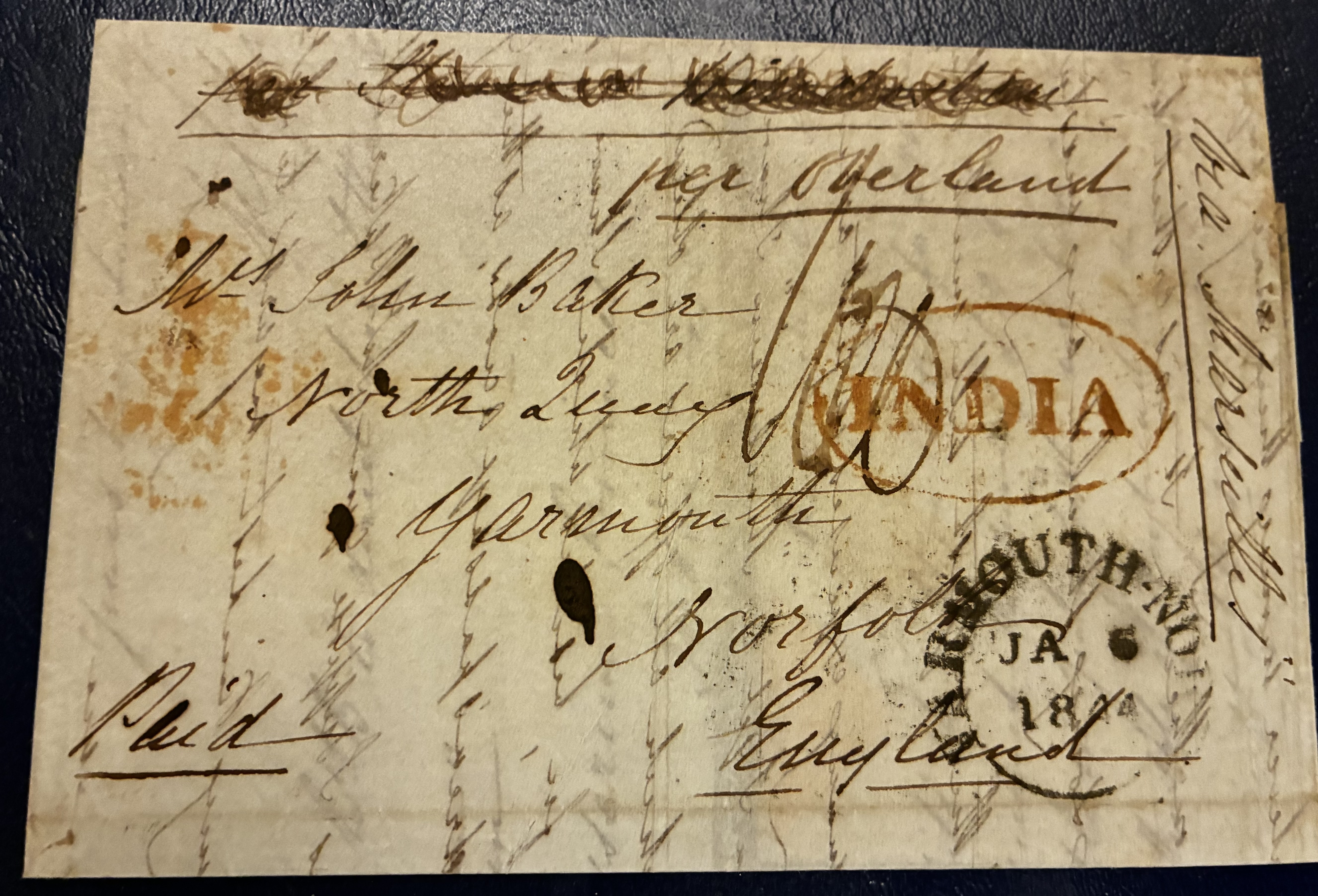 Poonamullee HG 4 pre stamp cover — back (COV-4842)