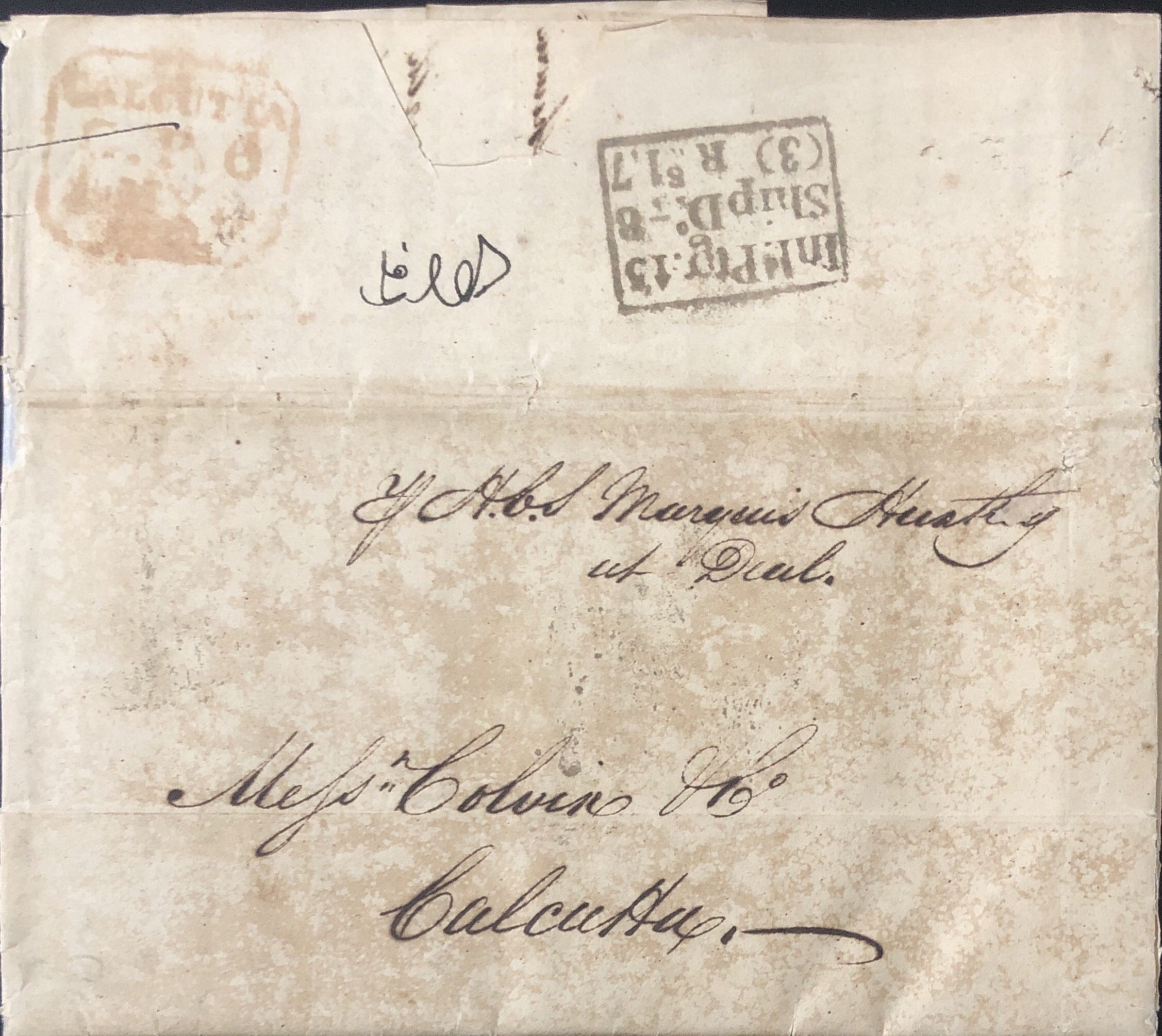 1828 Calcutta SR13 pre stamp cover — COV-4299