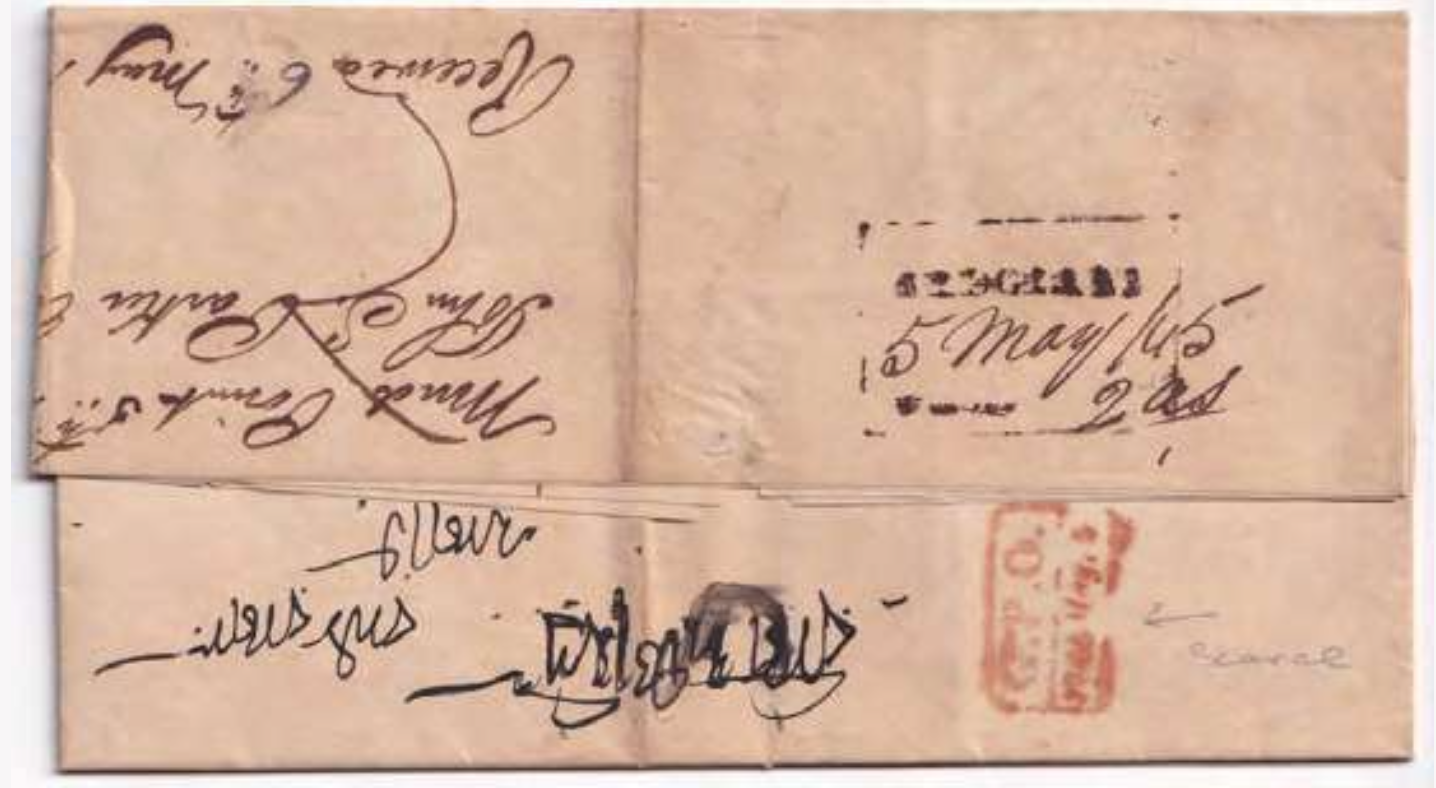 5 May 1845 Kedgeree HG 7 pre stamp cover — COV-2869