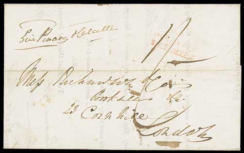 1 July 1837 Penang FP 4 pre stamp cover — COV-4097