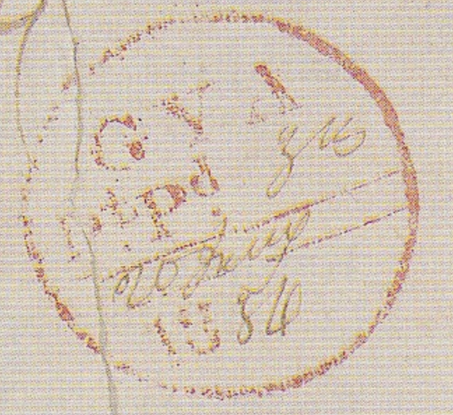 Handstruck stamp of India — Gya HG 1 pre-1854 handstamp