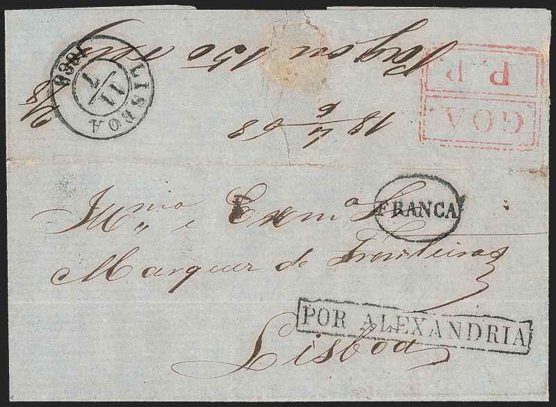 4 June 1868 Goa FP 9 pre stamp cover — COV-3185