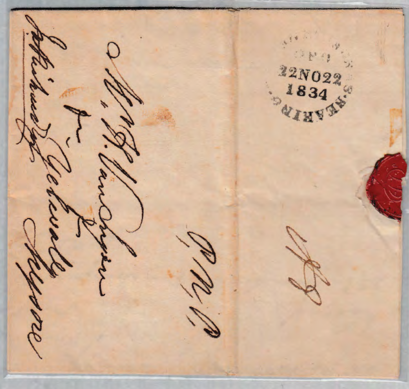 22 November 1834 Madras HG 18 pre stamp cover — COV-4580