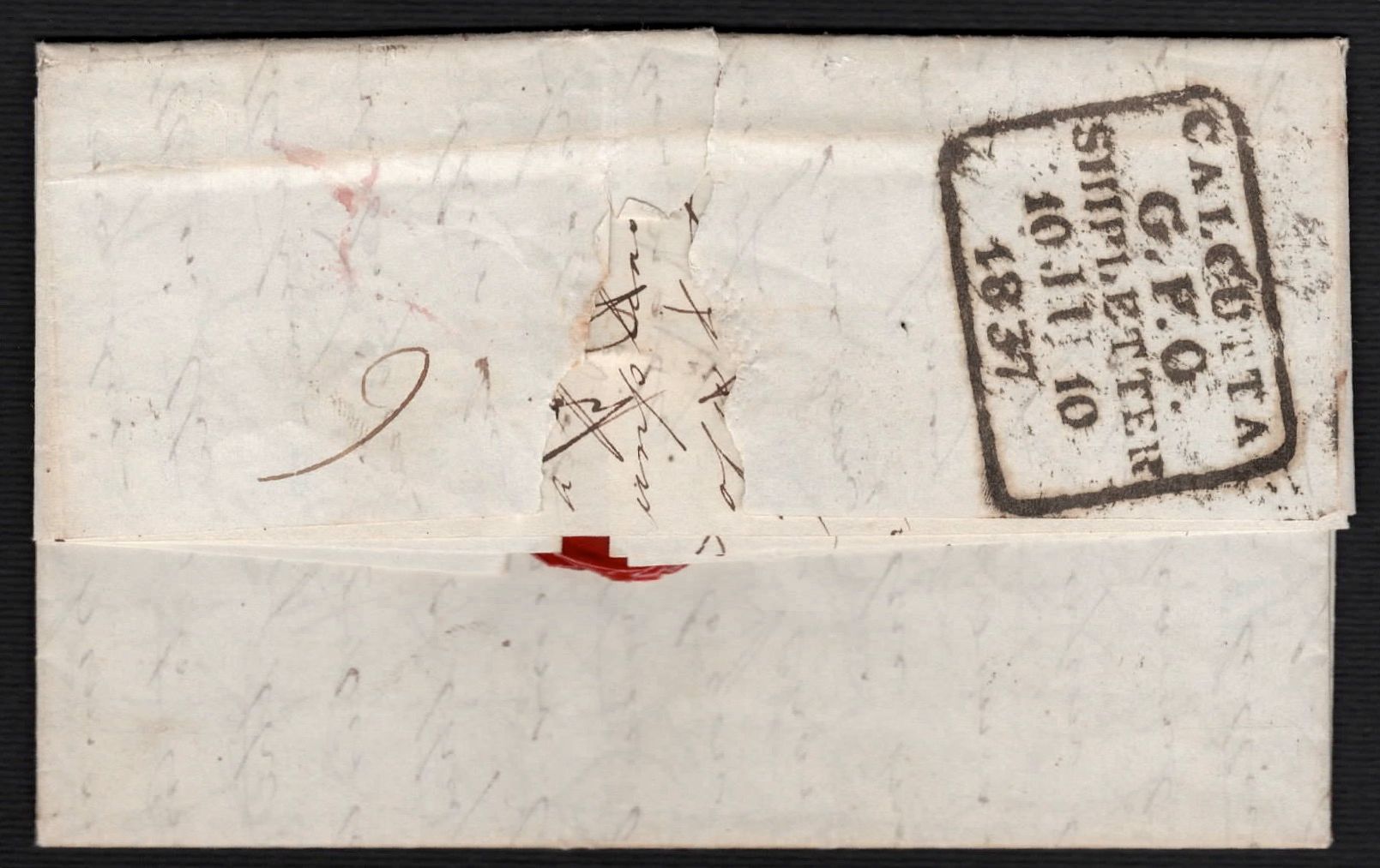 Calcutta SD10 pre stamp cover — scan 2 (COV-3805)