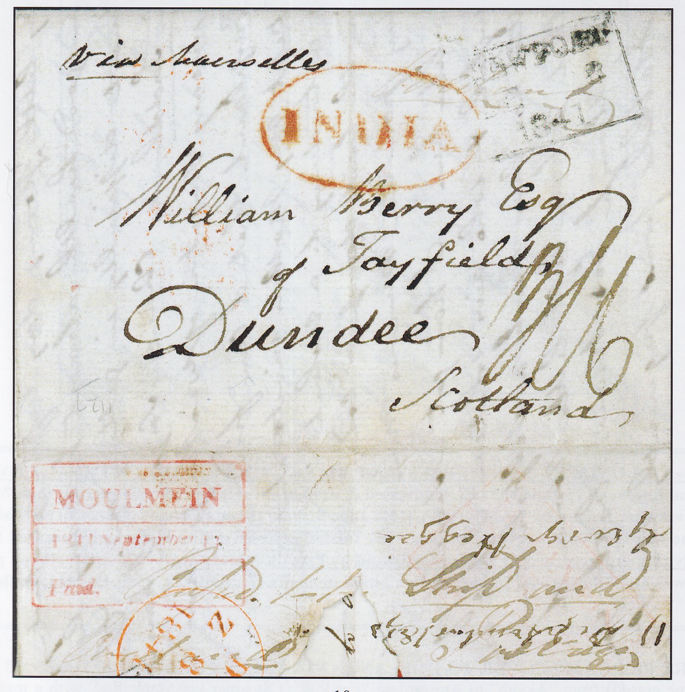 11 September 1841 Moulmein FP 2 pre stamp cover — COV-4043
