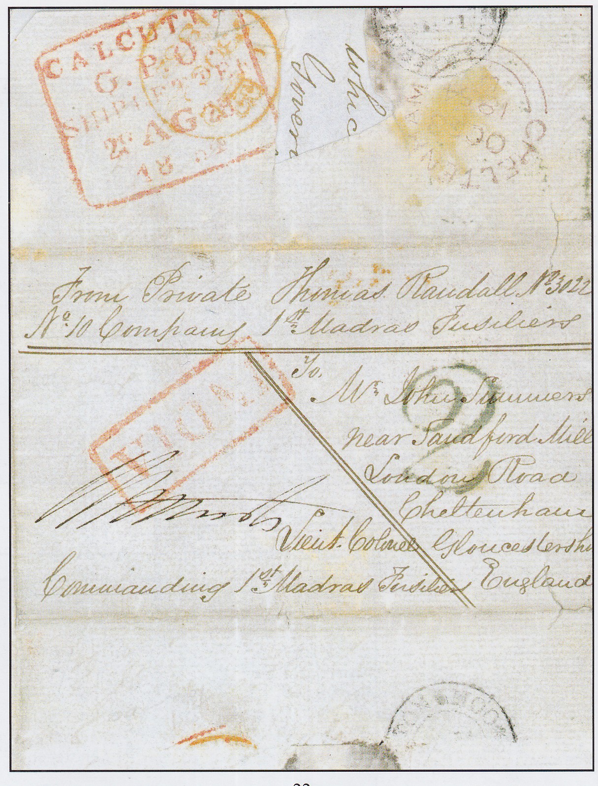 26 July 1854 Tongnoo FP 1 pre stamp cover — COV-4047