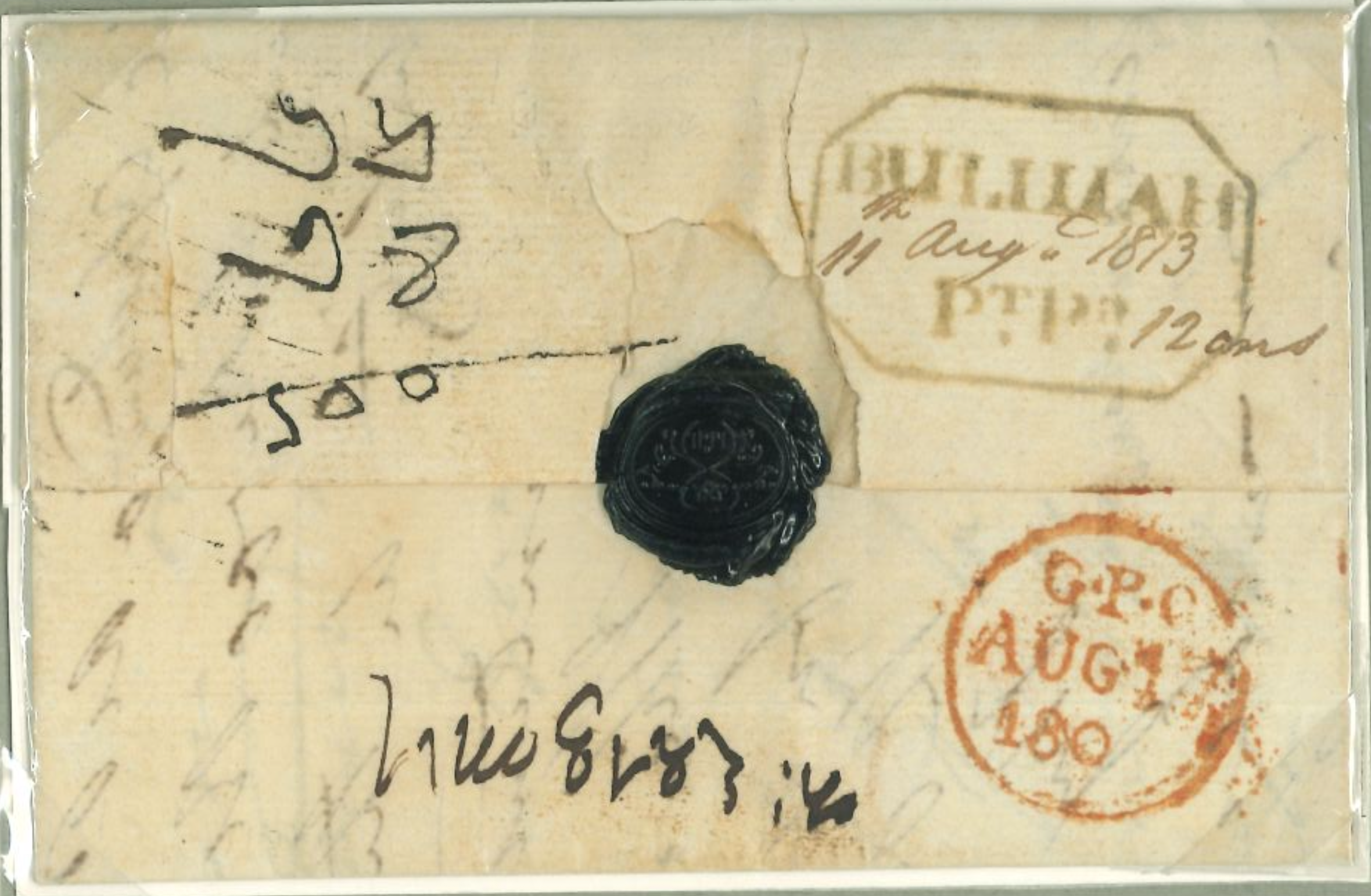 11 August 1813 Bulluah HG 1 pre stamp cover — COV-2705