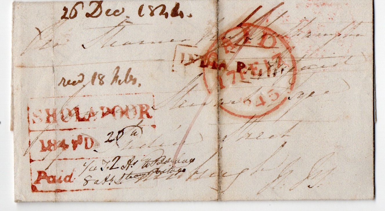 1845 Sholapoor HG 6 pre stamp cover — COV-3066