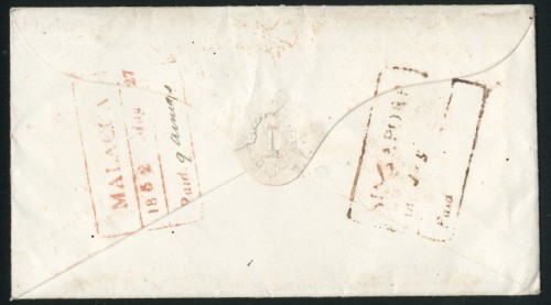 27 May 1852 Malacca FP 1 pre stamp cover — COV-4091
