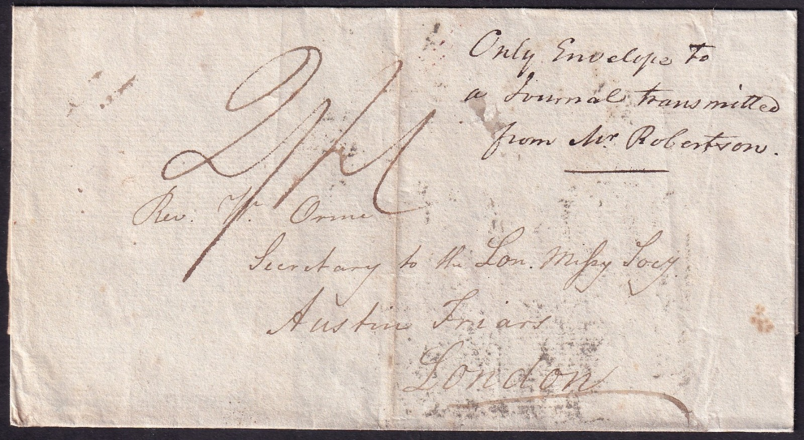 Benares HG 3 pre stamp cover — back (COV-3684)