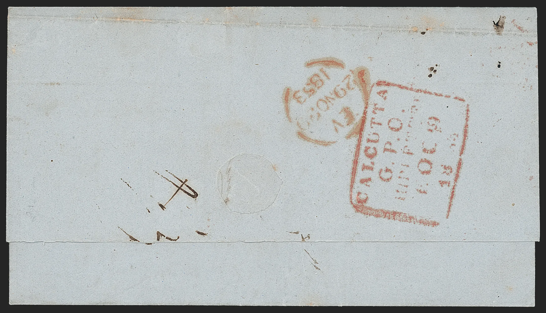 Calcutta SD11 pre stamp cover — back (COV-20)