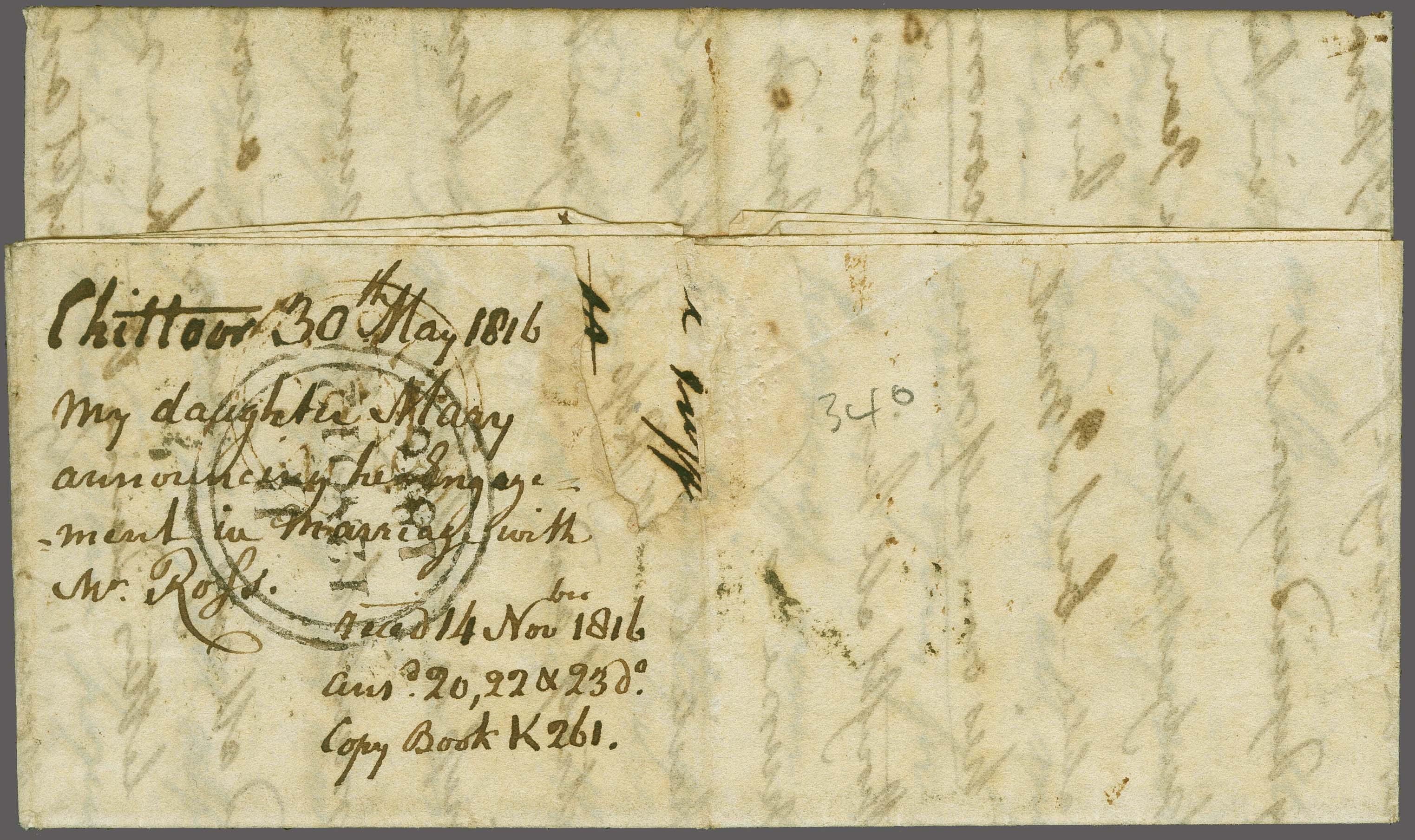 Madras SD3 pre stamp cover — back (COV-530)