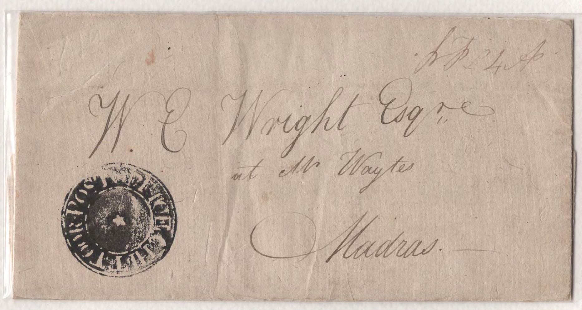 COV-2437 — 19 December 1819 Chittoor HG 2 pre-stamp cover