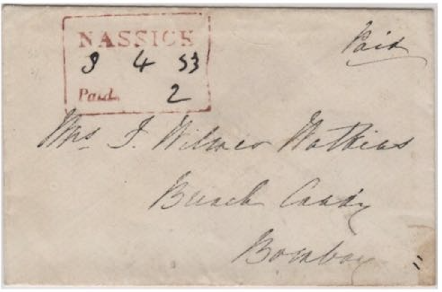 1853 Nassick HG 1 pre stamp cover — COV-810