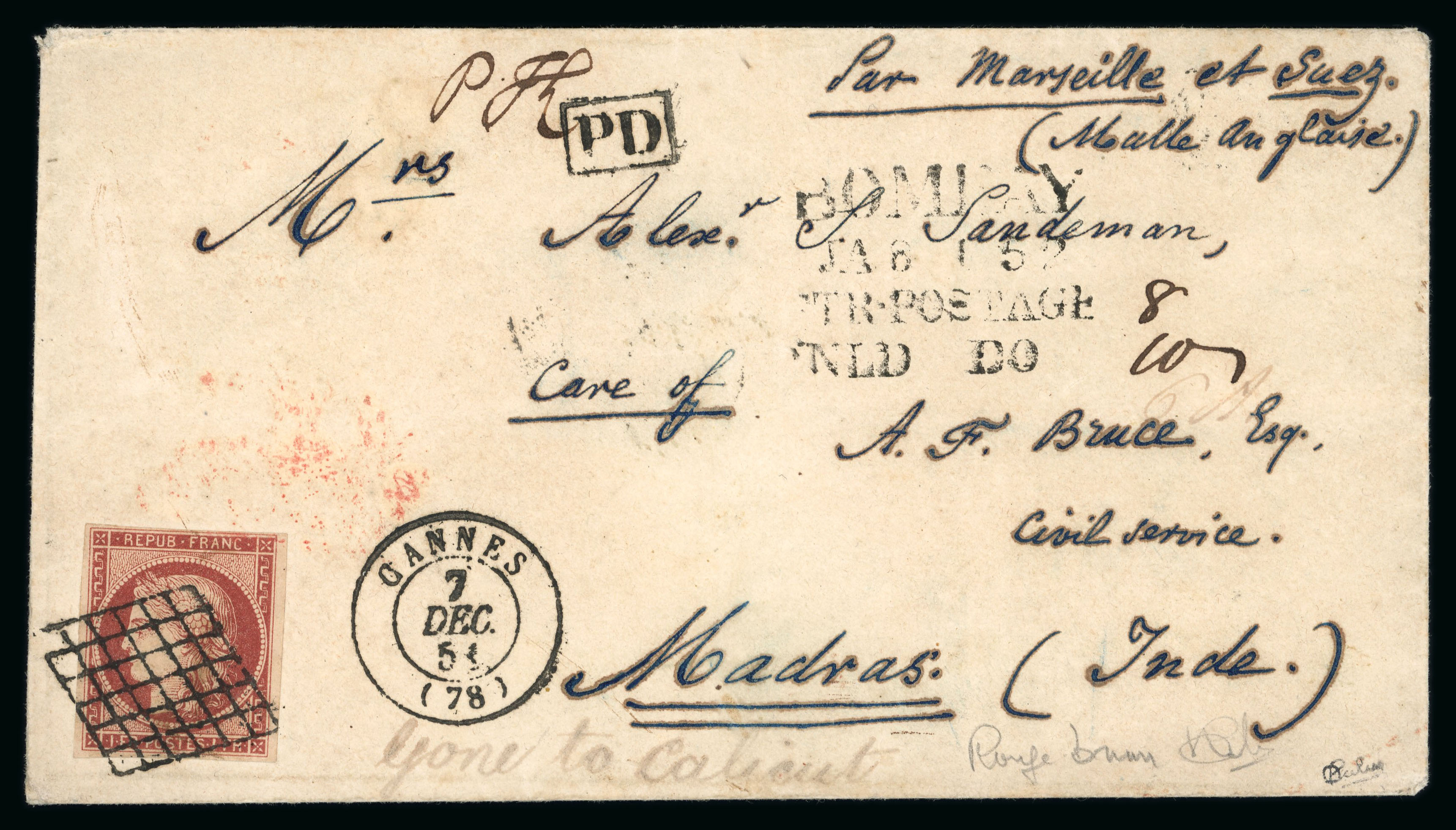 Pre-stamp cover of India — Calicut HG 3, scan 2 (COV-4928)
