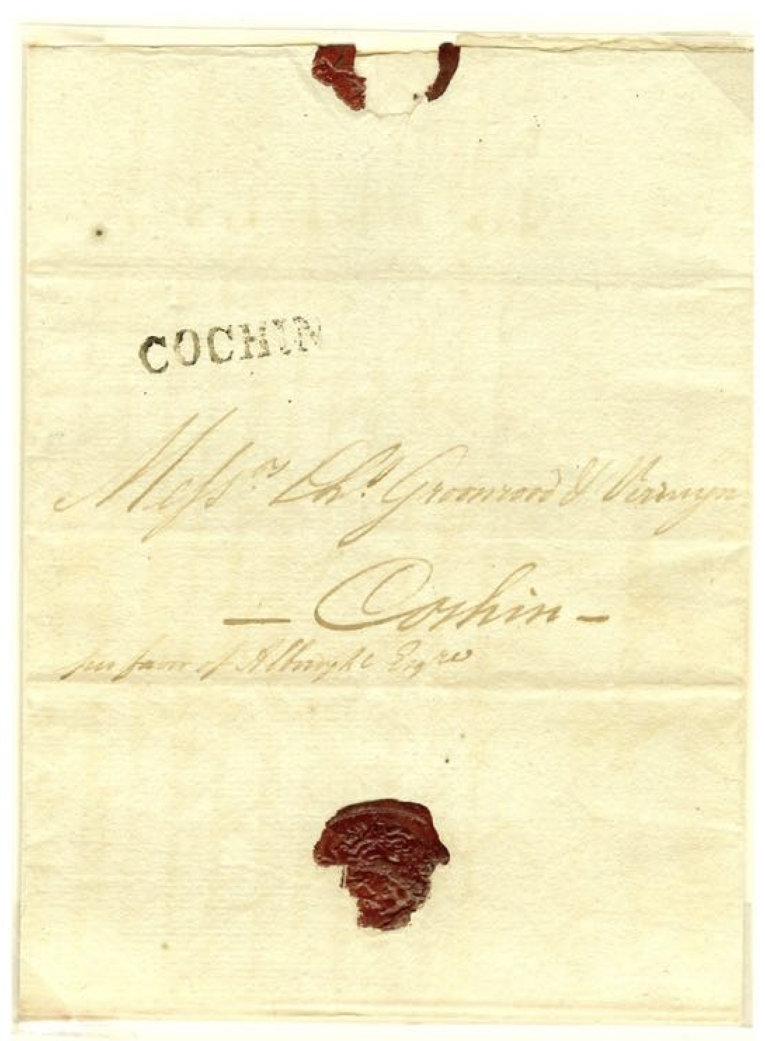 1817 Cochin HG 1A pre stamp cover — COV-805