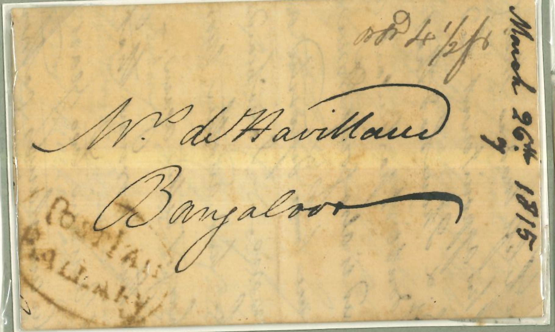 27 March 1815 Bellary HG 1 pre stamp cover — COV-2635
