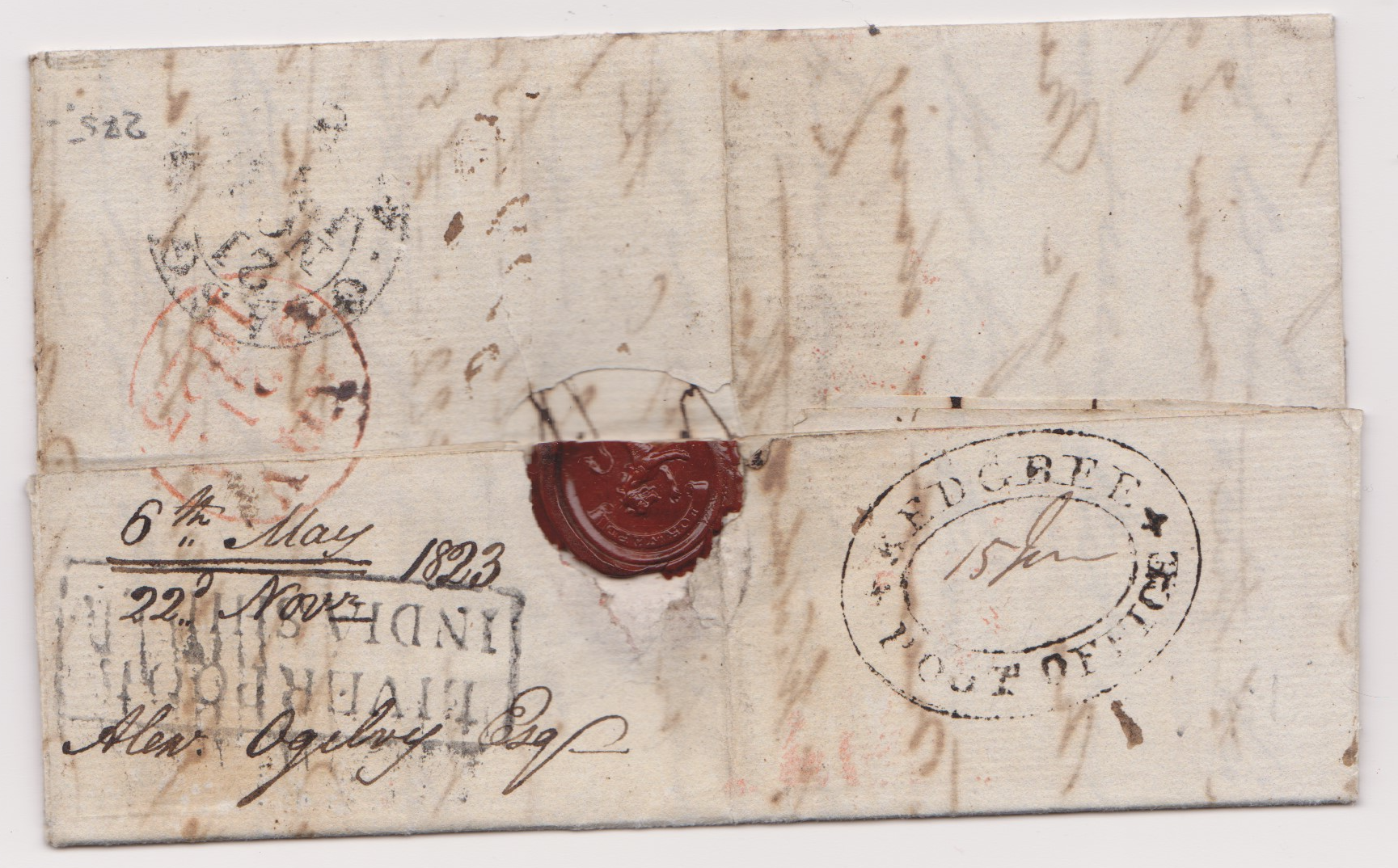 6 May 1823 Kedgeree HG 2 pre stamp cover — COV-3992