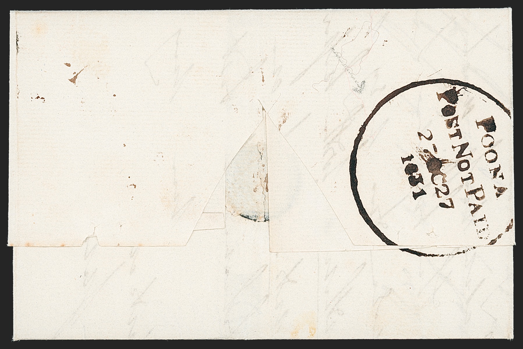 27 October 1831 Poona HG 2 pre stamp cover — COV-681