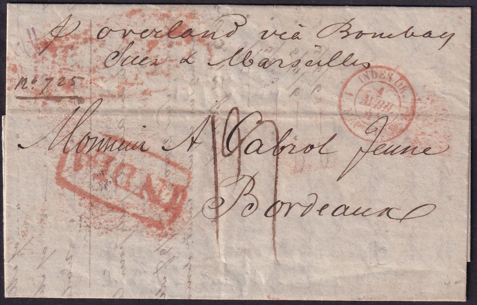 Calcutta SD13 pre stamp cover — back (COV-3145)