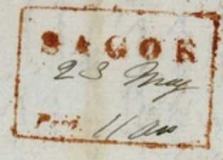 HG 2 handstamp from Saugor