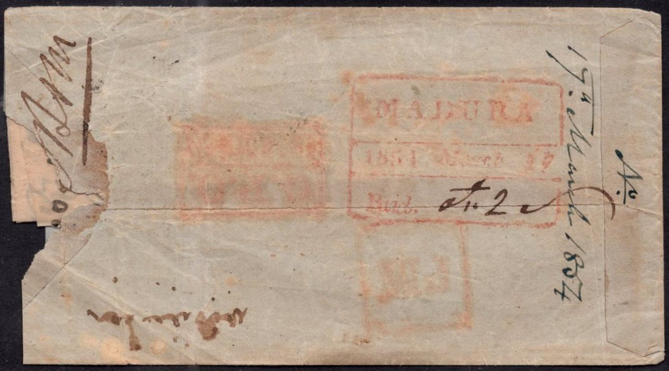 19 March 1851 Madura HG 8 pre stamp cover — COV-3573