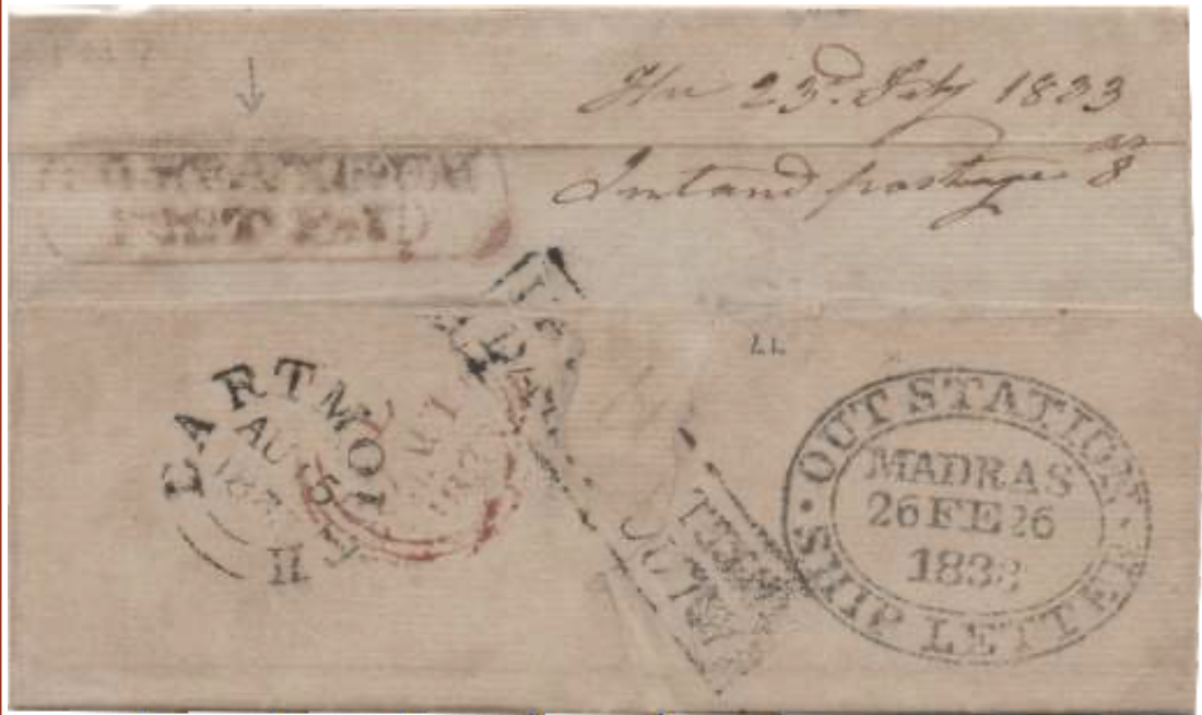 Combaconum HG 1 pre stamp cover — front (COV-723)