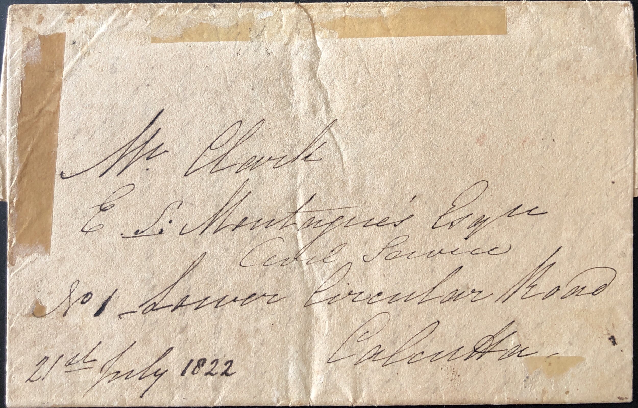 Barrackpore HG 1 pre stamp cover — detail (COV-4261)