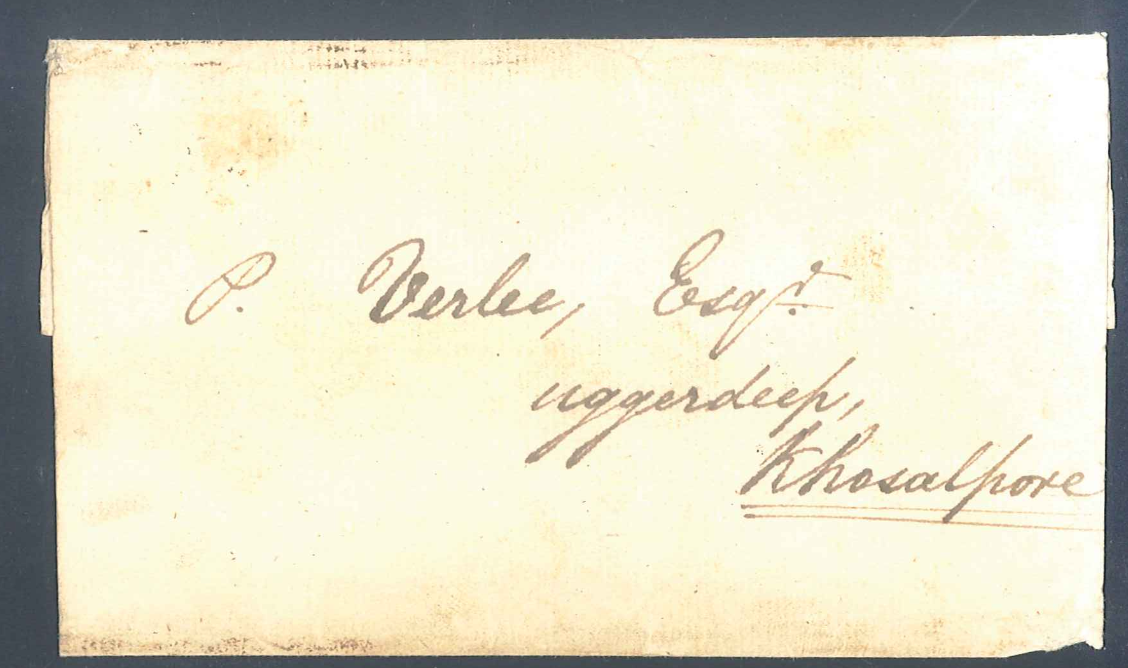 Serampore HG 1 pre stamp cover — back (COV-3152)