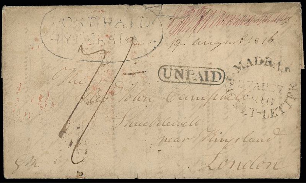 17 Aug 1817 Hyderabad HG 1 pre stamp cover — COV-964