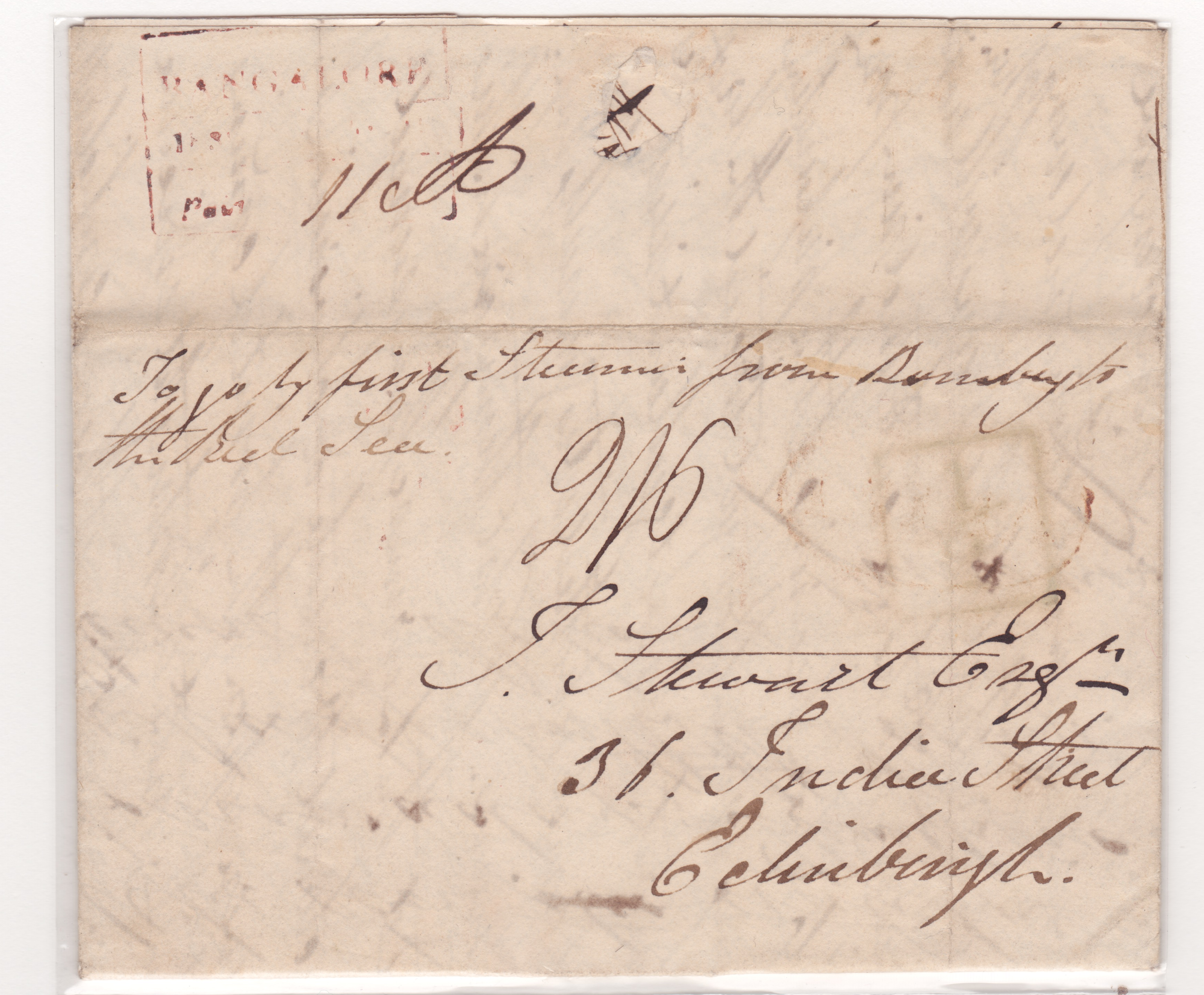 16 December 1838 Bangalore HG 14 pre stamp cover — COV-3826