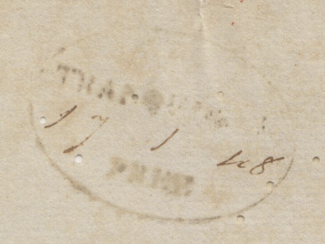 Tranquebar HG 8 — pre-1854 Indian handstamp, 1848, Black
