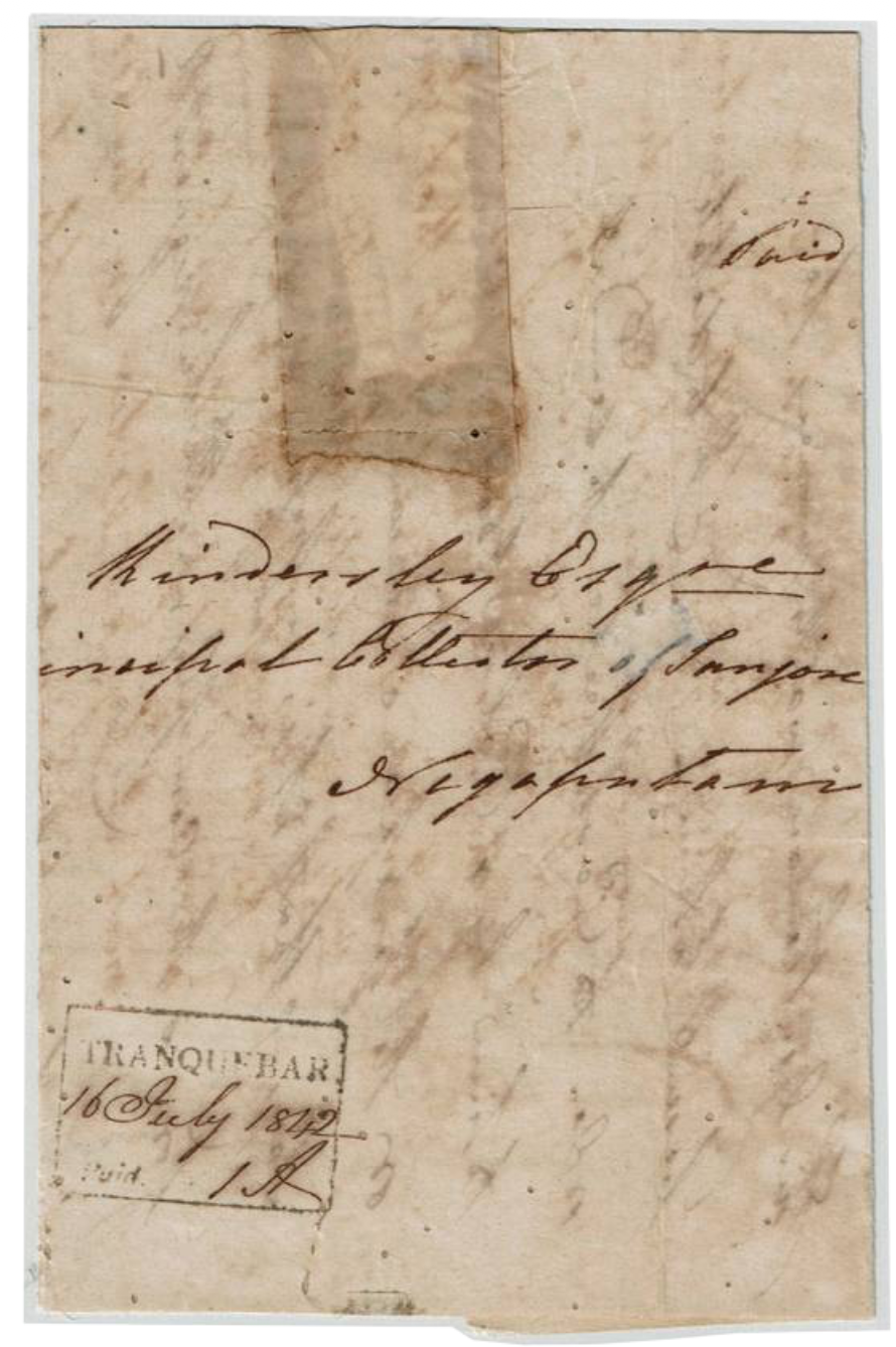 16 July 1842 Tranquebar HG 4 pre stamp cover — COV-3233