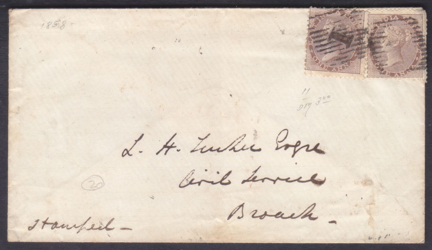 Pre-stamp cover of India — Broach HG 3, scan 2 (COV-5485)