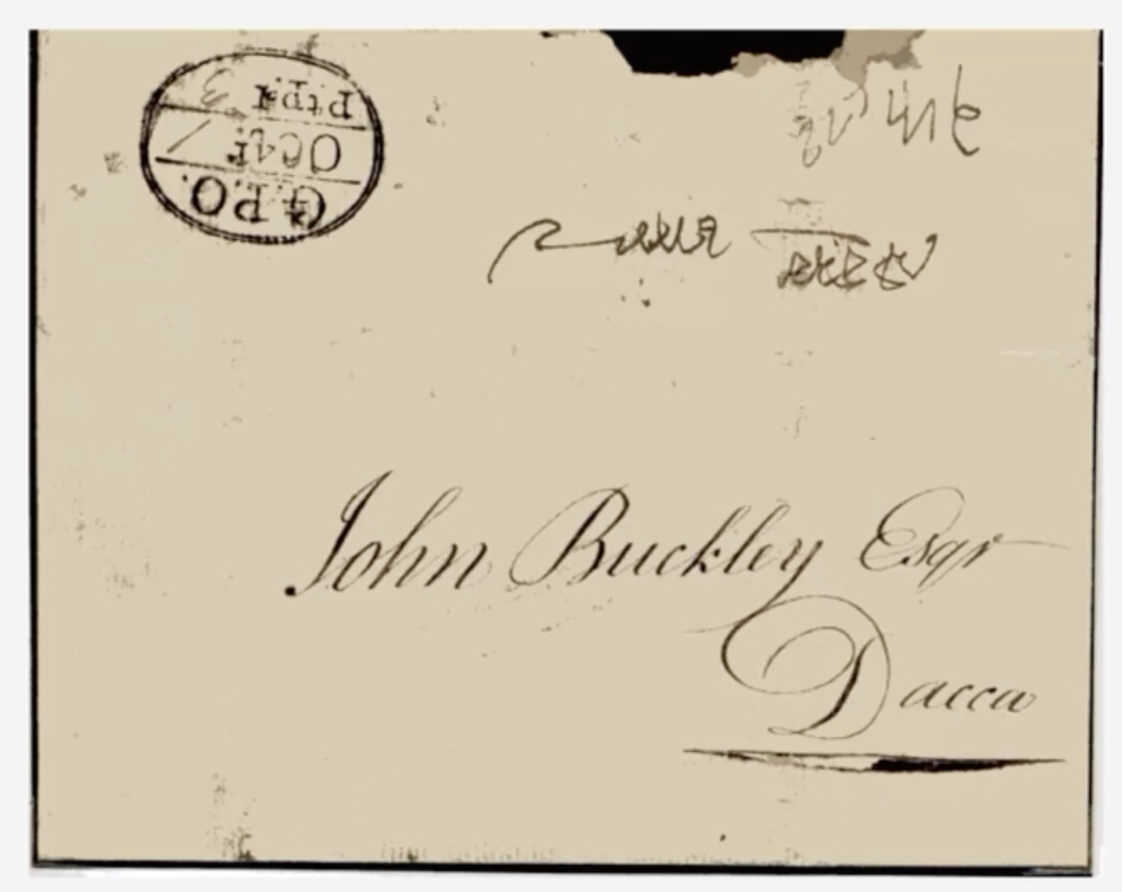 1 October 1778 Calcutta HG 10 pre stamp cover — COV-3966