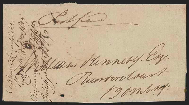 Poona HG 1 pre stamp cover — back (COV-302)