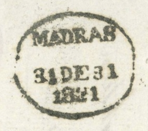 Handstruck stamp of India — Madras MX3 handstamp