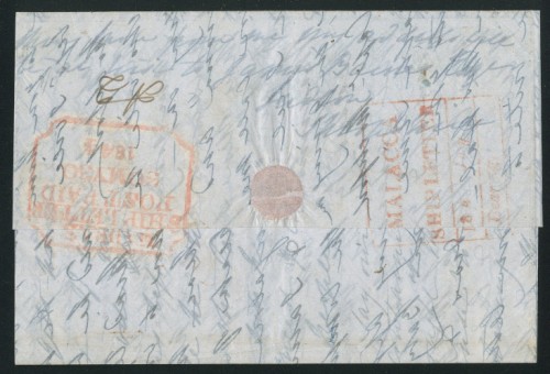 16 April 1844 Malacca FP 2 pre stamp cover — COV-4088