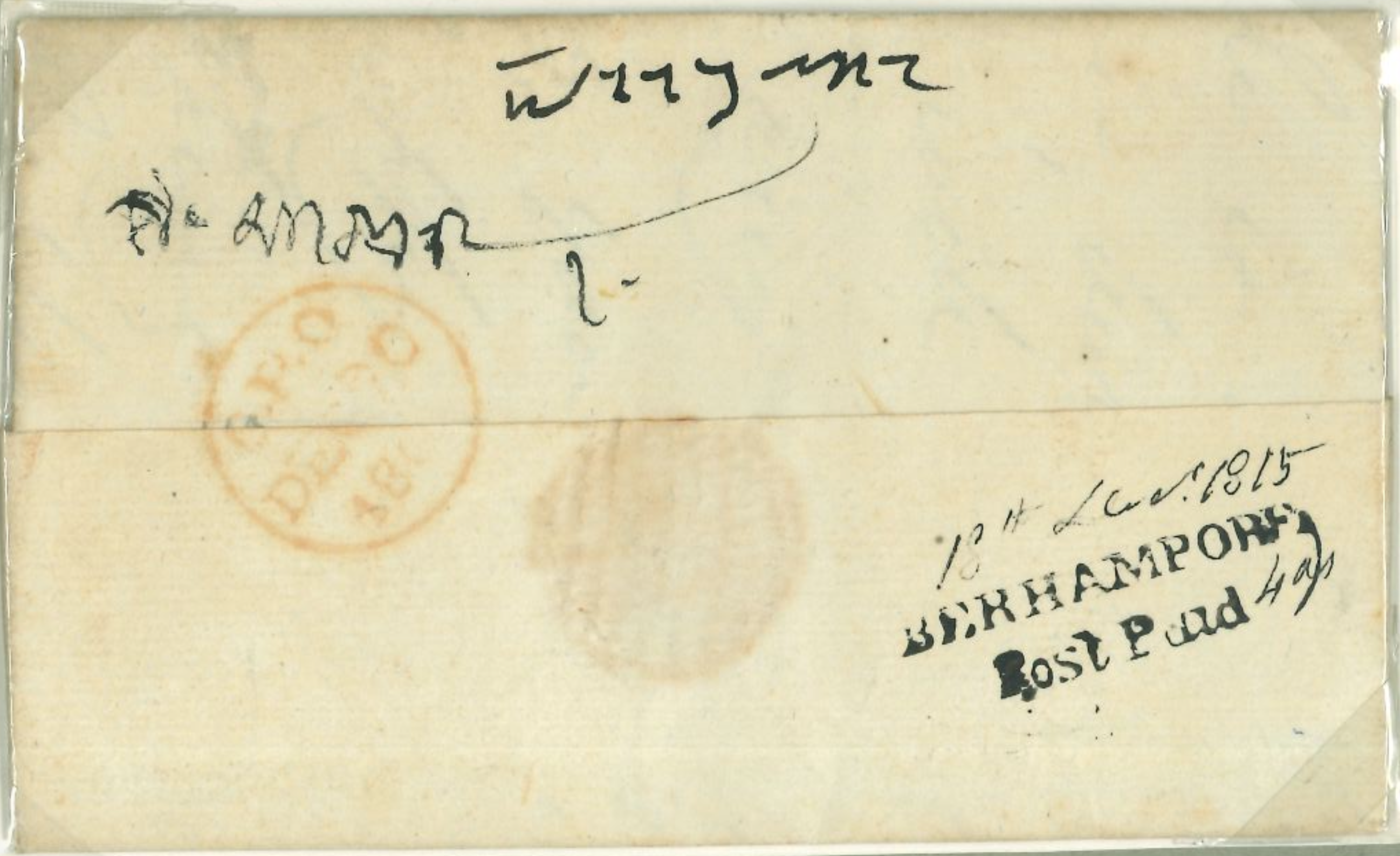 18 December 1815 Berhampore HG 3 pre stamp cover — COV-2709