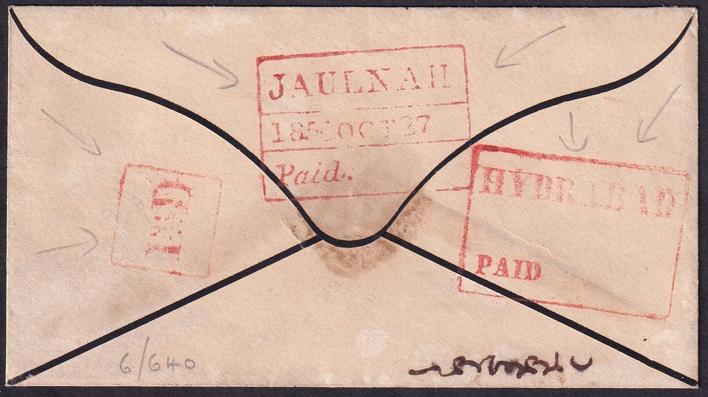 27 October 1850 Hyderabad HG 10 pre stamp cover — COV-3164
