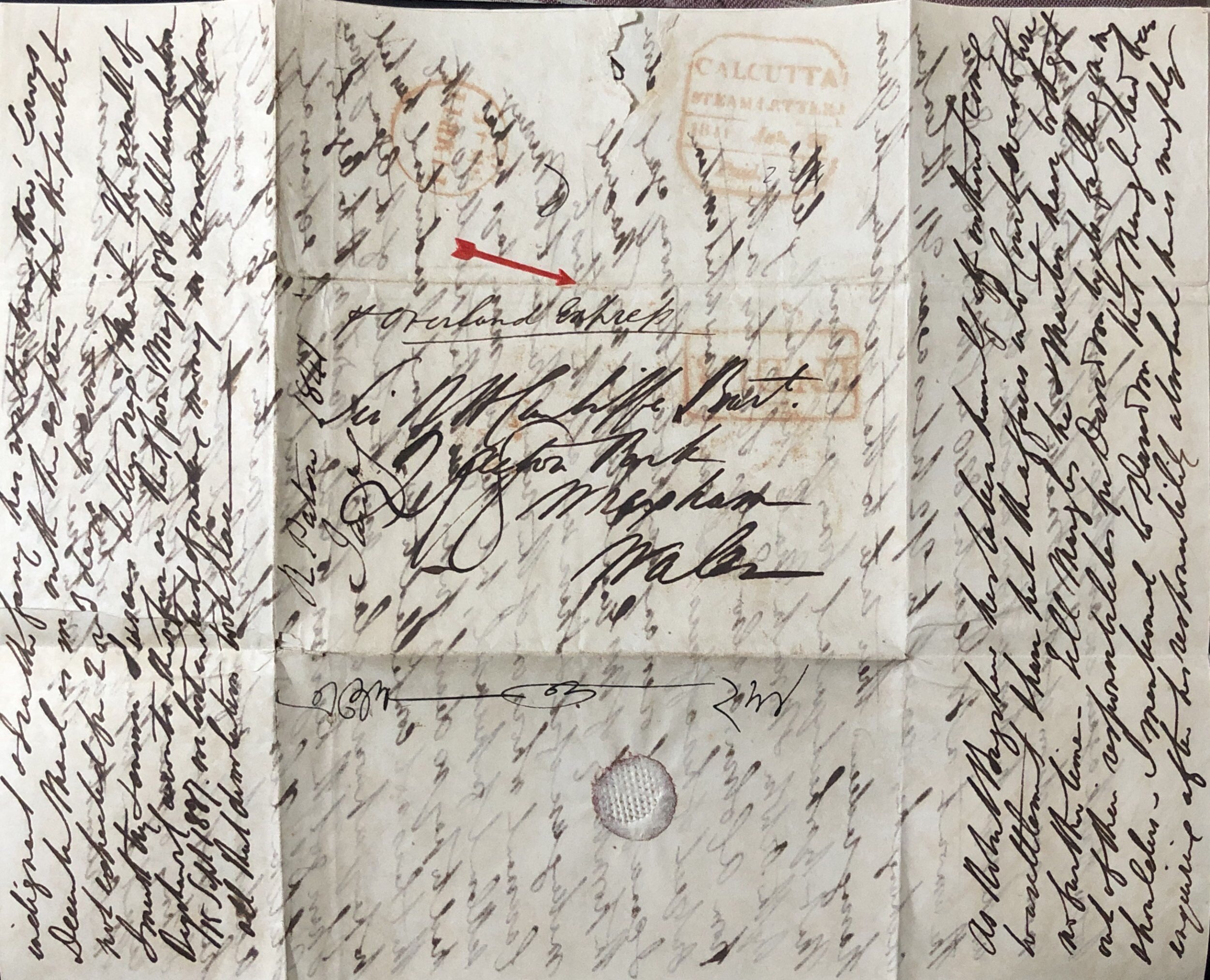 Calcutta SD12 pre stamp cover — back (COV-4255)