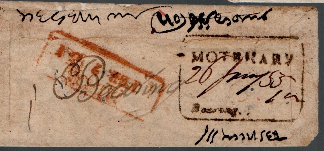 26 January 1853 Motehary HG 2 pre stamp cover — COV-2890