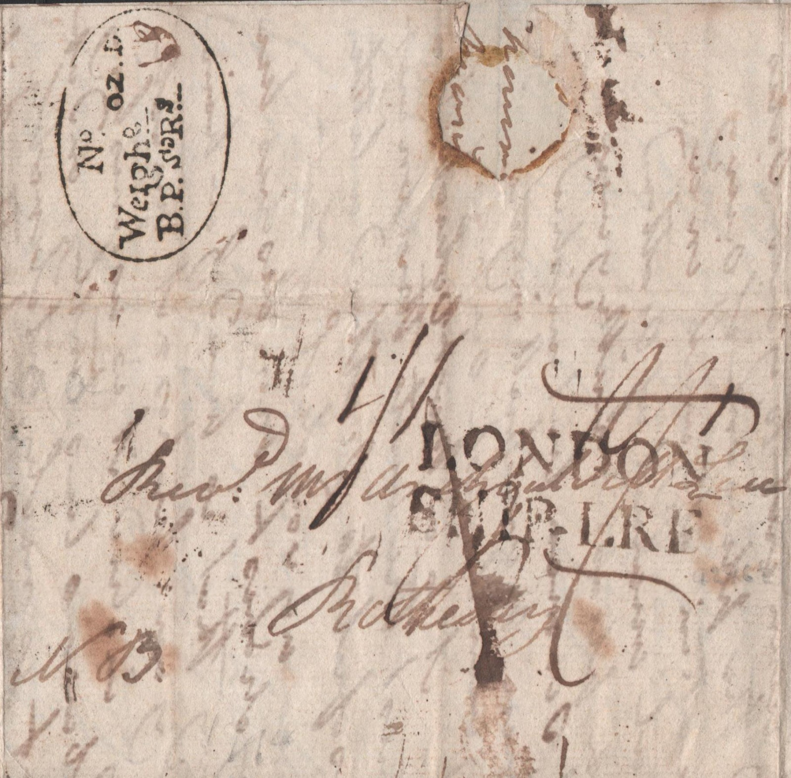 14 May 1794 Calcutta SD1 pre stamp cover — COV-528