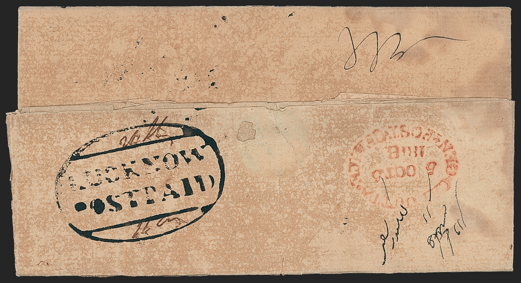 Pre-stamp cover of India — 24 September 1818, Lucknow HG 1 handstruck folded letter (COV-5296)