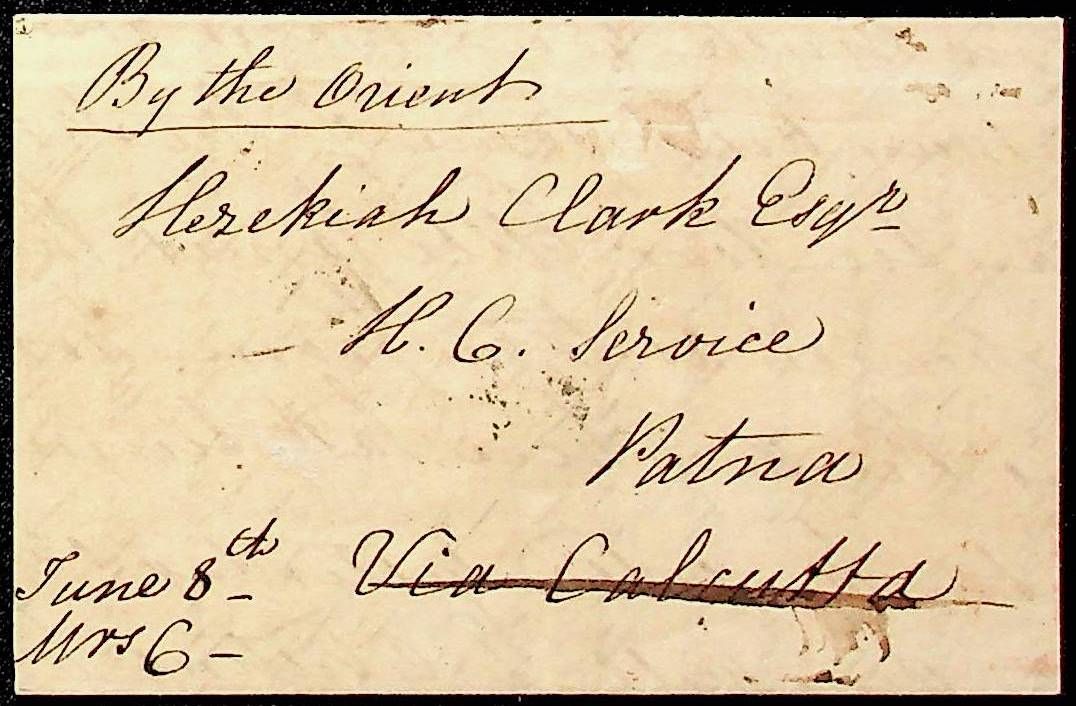 1837 Calcutta G7 pre stamp cover — COV-3896