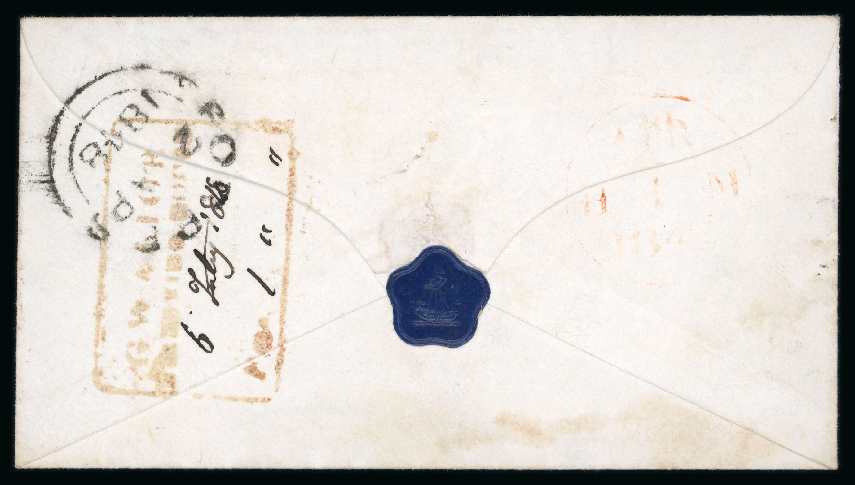 Pre-stamp cover of India — 6 July 1848, Gwalior HG 7 handstruck folded letter (COV-4981)