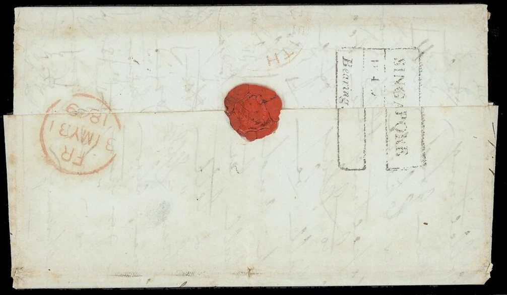 Pre-stamp cover of India — 1849, Singapore FP 4 handstruck folded letter (COV-5574)
