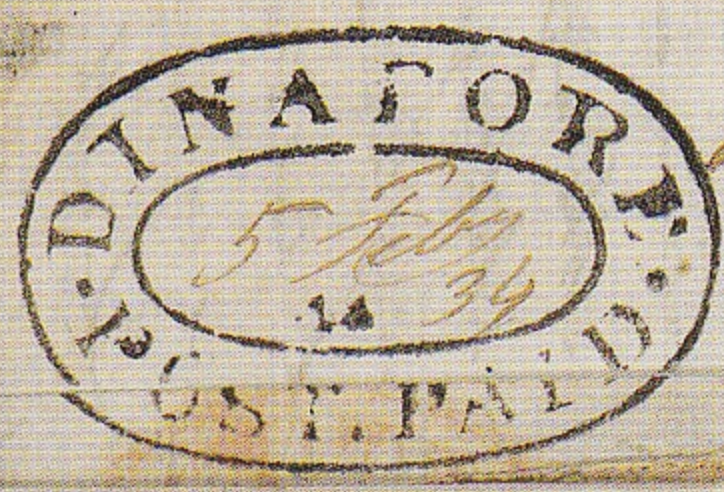 Dinapore HG 2 — pre-1854 Indian handstamp, 1824–1837, Black