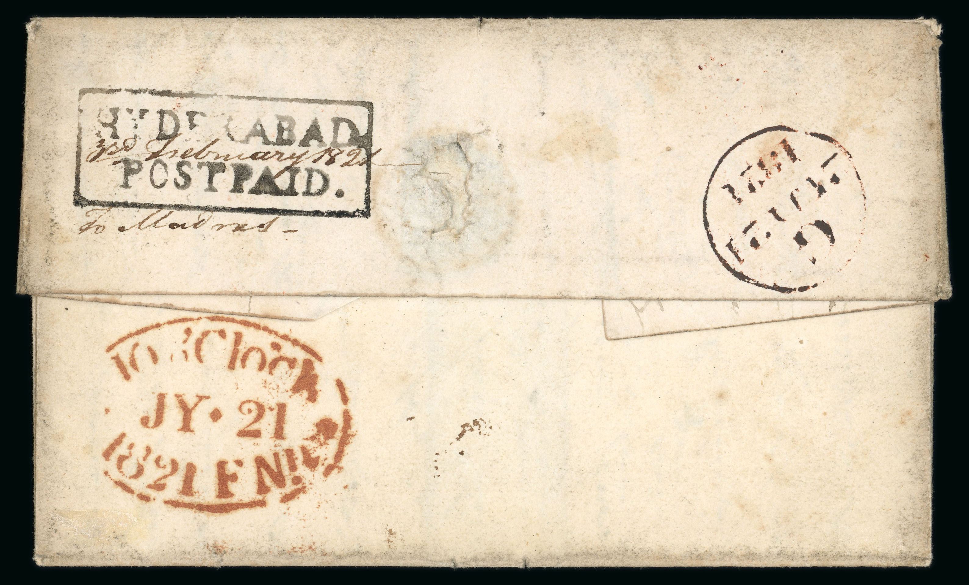 3 February 1821 Madras SD8 pre stamp cover — COV-886